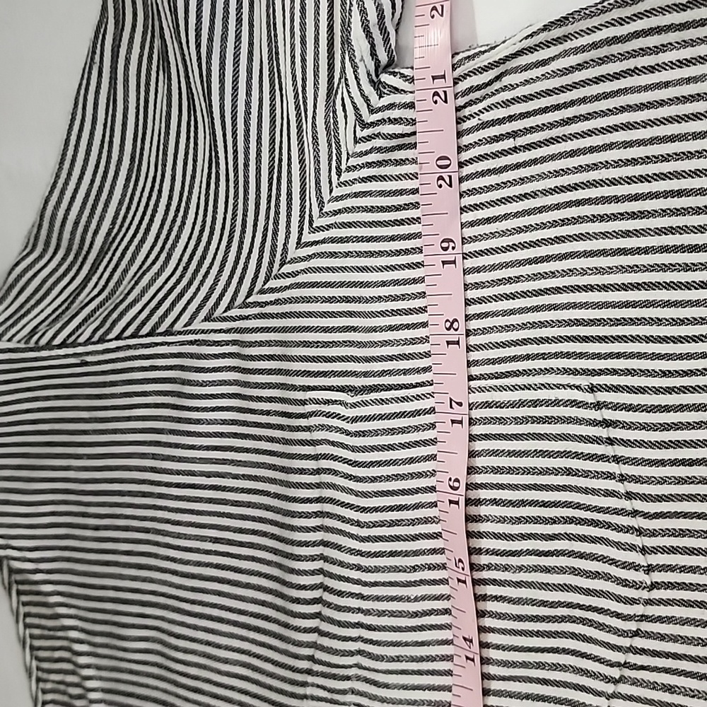 Anthropologie Cloth & Stone Black/White Striped Lace Up Raw Hem Size L Large‎ - Picture 6 of 10